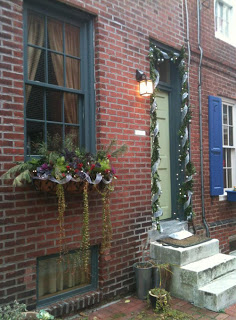 Philadelphia row house during the holidays.